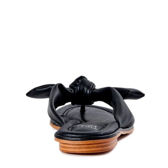 Time and Tru Womens Black Bow Thong Flat Slip-on Sandals - Picture 3 of 7